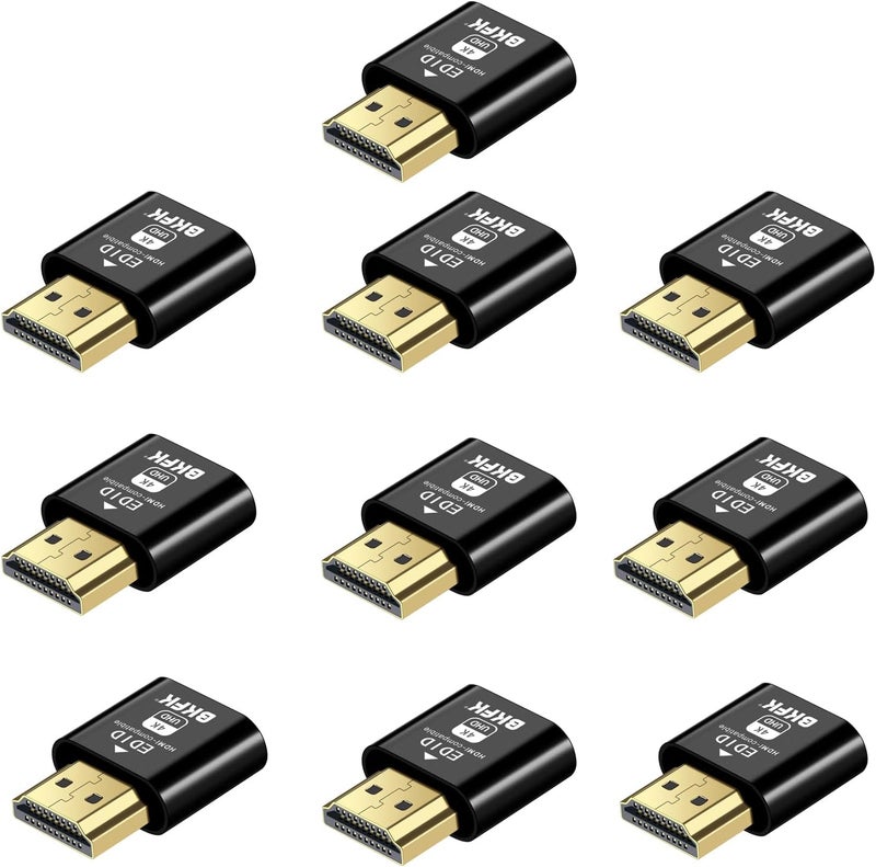 BKFK موصل HDMI وهمي 4K HDR، محاكي شاشة افتراضية EDID، محول عرض بدون رأس، موصل HDMI وهمي، يدعم حتى 4K@60Hz، 1080@120Hz (HDMI 10Pack) - Image 1